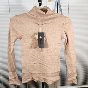 NEW Shengrong Jingpin $250 Small Camel Turtleneck 100%‎ Cashmere Luxury Sweater